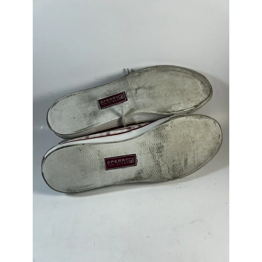 Sperry Topsider Pink Plaid Sneakers Boat Shoes Women’s 9 *flaw